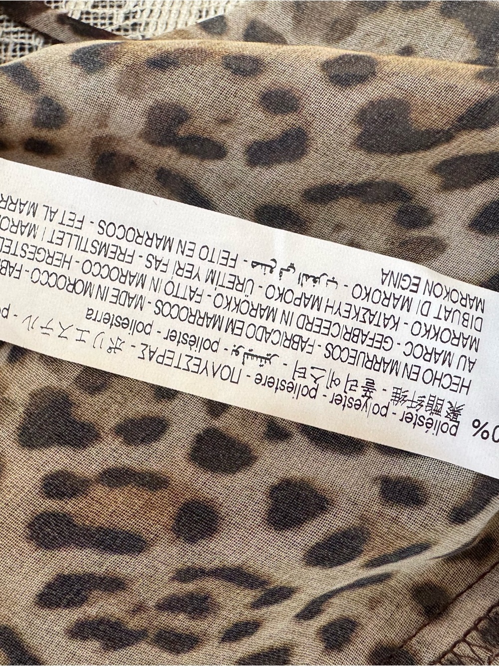 NWT Zara Leopard Print Sheer Ruffle Tie Front Blouse Bell Sleeve Top Brown L - Picture 8 of 9